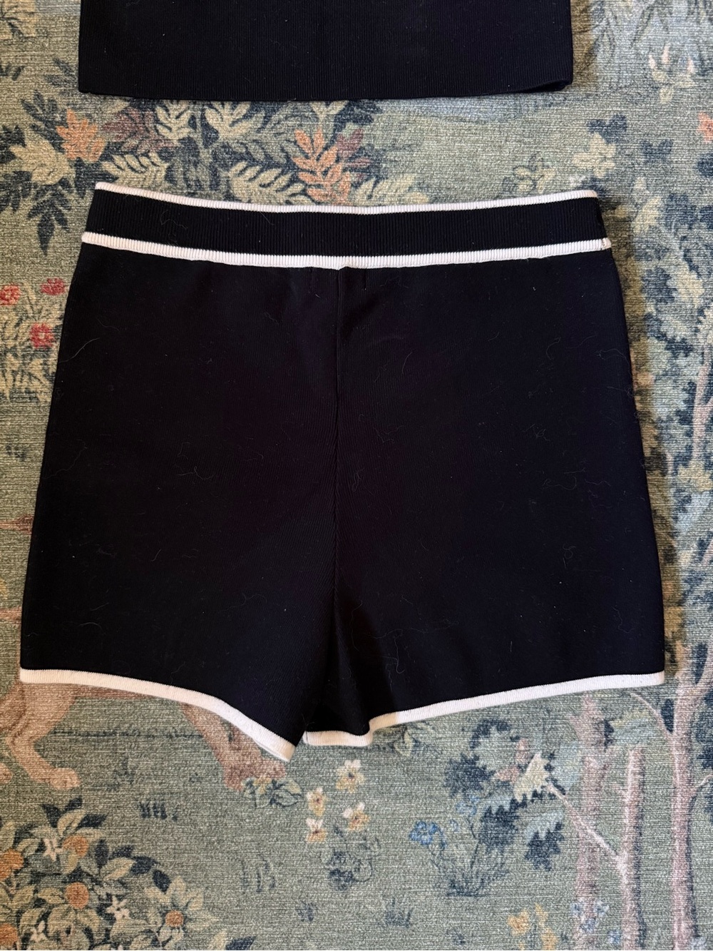 L'Academie Black Knit Tank & Shorts Set with White Piping - Picture 3 of 7